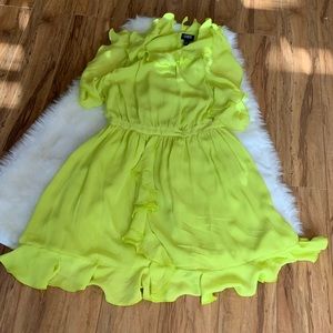 Beautiful neon yellow ruffle dress